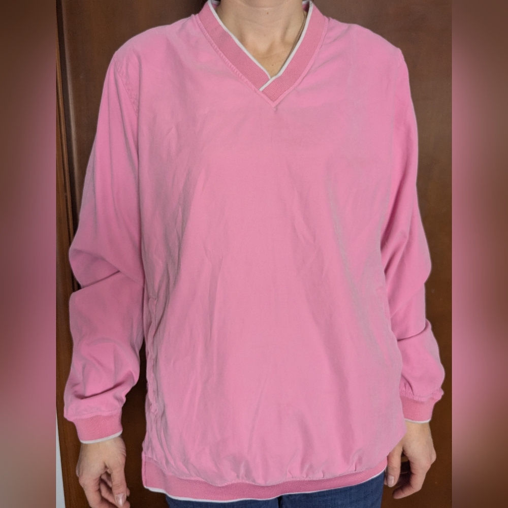 TRES BIEN Pink Pullover Windbreaker Jacket | Side Zip | Pockets | Size XL